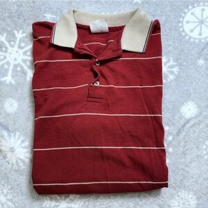 Vintage Wendy’s Men's Size XL Red Cream Golf Polo Shirt Striped Short Sleeve